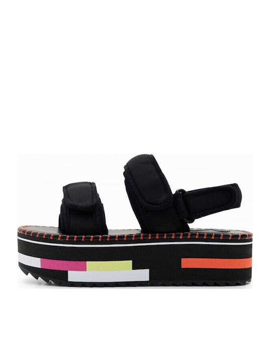Desigual Rainbow Color Women's Flat Sandals Sporty Flatforms in