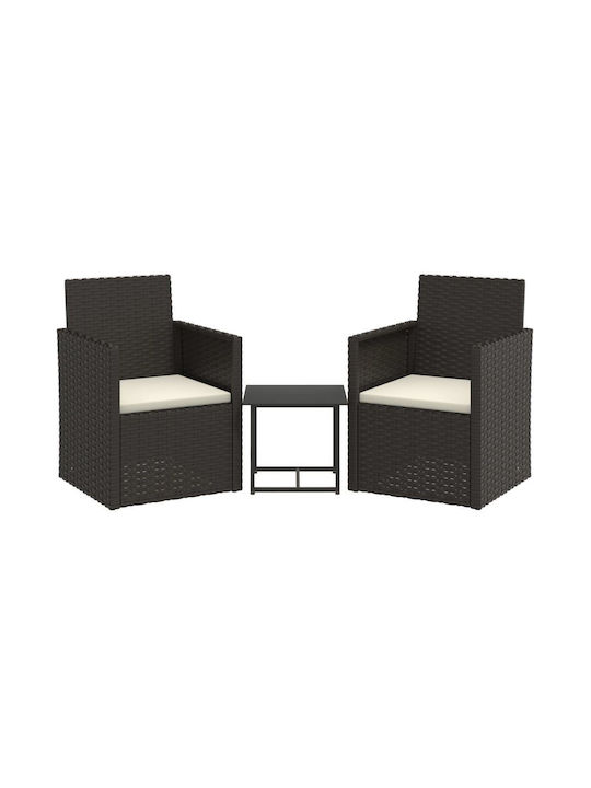 Set Lounge for Small Outdoor Spaces Black with Pillows 3pcs