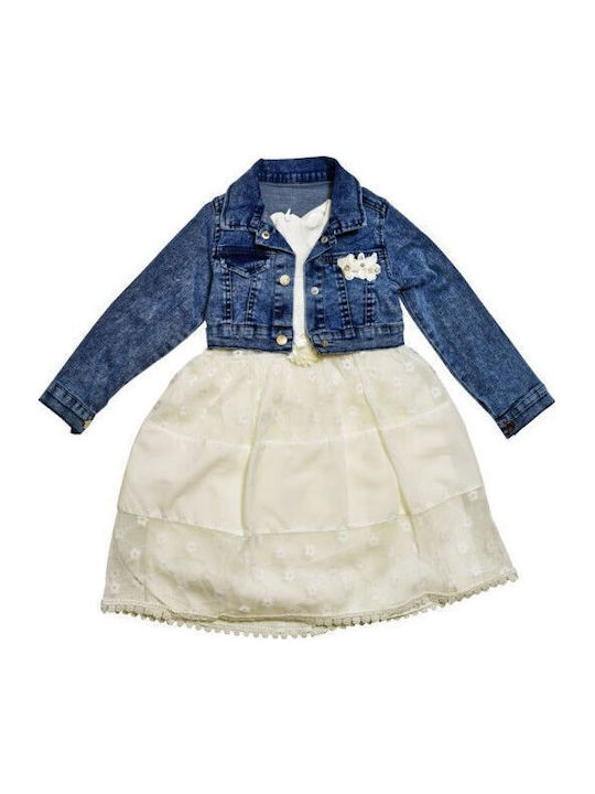 Restart for kids Rochie pentru fete Denim Alb