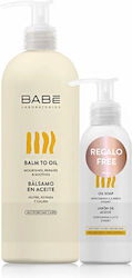 Babe Laboratorios Balm to Oil & Geschenk Öl Seife 100ml Creme für atopische Haut, Feuchtigkeit & Reizungen 500ml