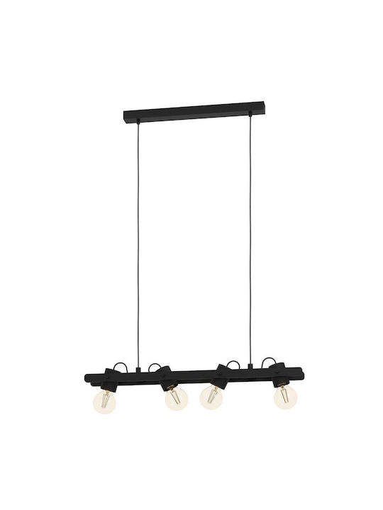 Eglo Plimsoll Pendul Candelabru Calea ferată pentru 4 becuri E27 Negru