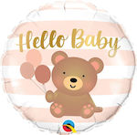 Μπαλόνι Foil Στρογγυλό Hello Baby Bear & Balloons Μπεζ 46εκ.