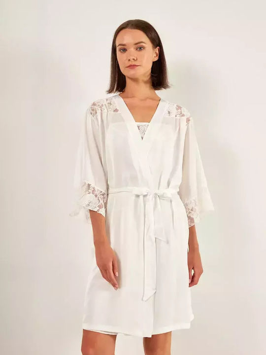 Harmony Summer Women's Satin Robe White