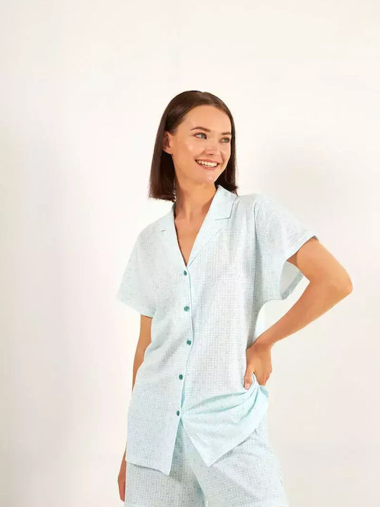 Harmony De vară Set Pijamale pentru Femei De bumbac Albastru deschis