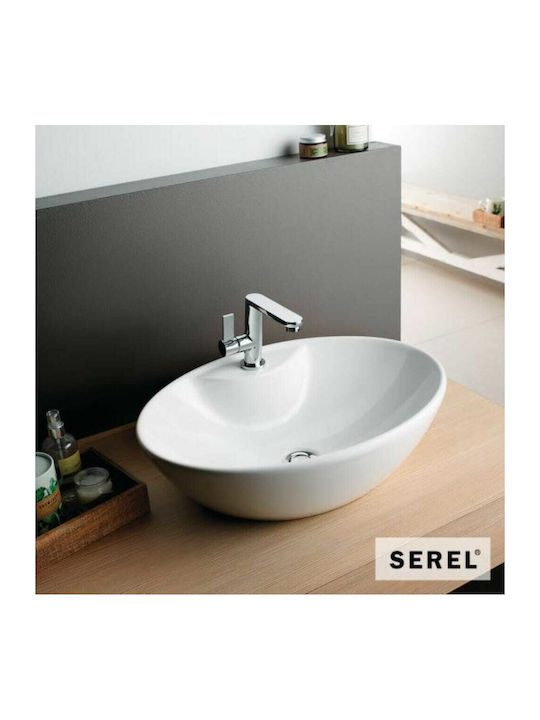 Serel Επικαθήμενος Νιπτήρας Πορσελάνης 55x41x16cm Λευκός