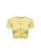 Only Women's Summer Crop Top Cotton Short Sleeve Yellow