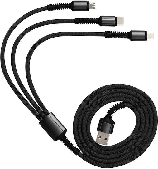 Livoo Geflochten USB zu Blitzschlag / Typ-C,TC-TC / Micro-USB Kabel Schwarz 1.2m (TEA250N)