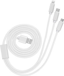 Livoo Braided USB to Lightning / Type-C / micro USB 1.25m Cable White (TEA171W)