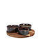 Excellent Houseware Ceramic Dessert Divided Serving Plate with 3 Slots Green Ø19.8cmxY4cm 4pcs