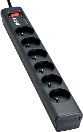 Eaton Power Strip with Surge Protection 6 Positions with USB-A, Switch and Cable 1m