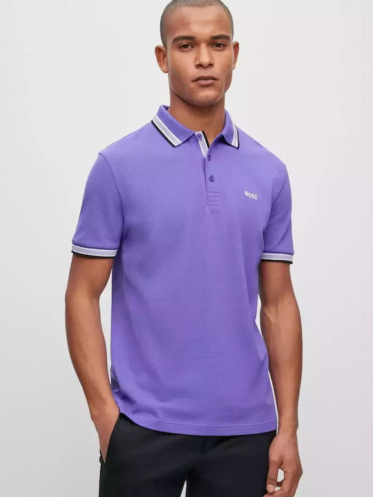 Hugo Boss Herren Shirt Kurzarm Polo Lila