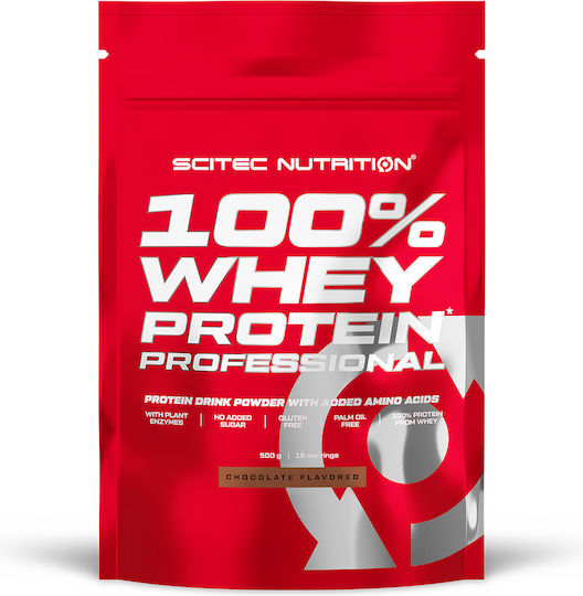 Scitec Nutrition 100% Whey Professional with Added Amino Acids Протеин Суроватъчен Без Глутен с Вкус Бял Шоколад 500гр
