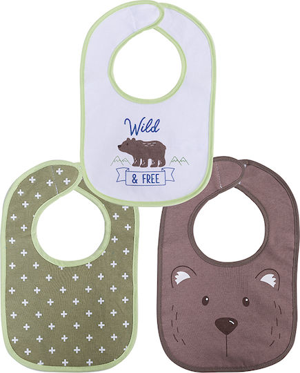 Lorelli Bib Fabric with Hoop & Loop Fastener Olive for 0 m+ 3pcs