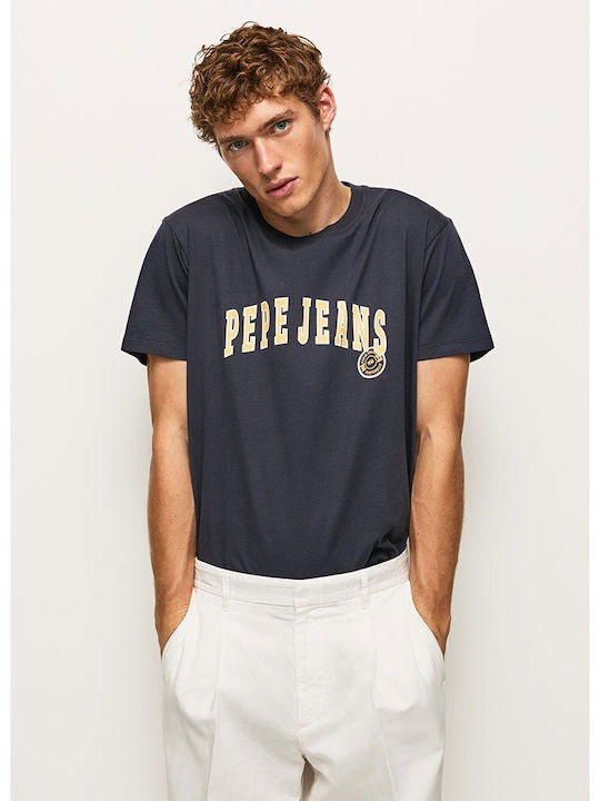 Pepe Jeans Men's T-Shirt with Logo Navy Blue
