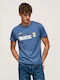 Pepe Jeans Ανδρικό T-shirt Μπλε με Στάμπα
