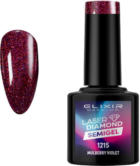 Elixir Diamond Хибриден Лак за Нокти 1215 (Mulberry Violet) с Glitter 8мл 1бр