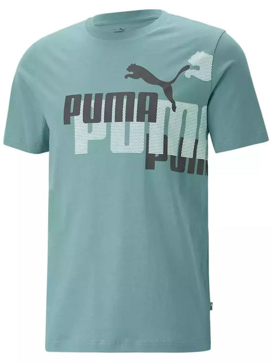 Puma Essential Logo Power T-shirt Bărbătesc cu Mânecă Scurtă Albastru Petrol