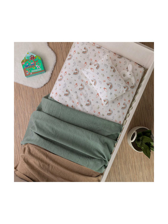Borea Rainbow Baby Sheets Set Crib Cotton Green...