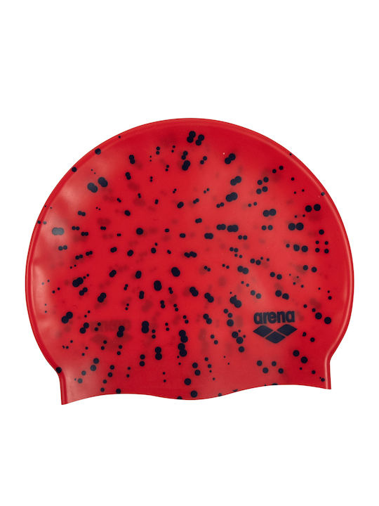Arena Print Silicone Kids Swimming Cap Red