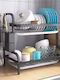 DISH-012 Dish Drainer Double Tier Metallic Anthracite-White 25x40.9x42cm