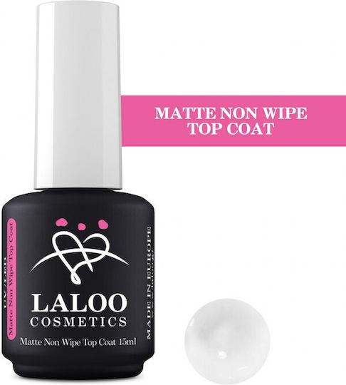 Laloo Cosmetics Non Wipe Top Coat για Απλά Βερνίκια Matte 15ml