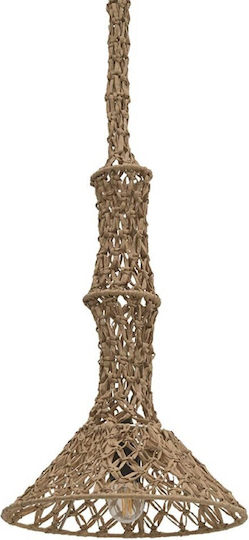 Inart NATURAL Pendant Light Brown with Socket E27 30x144x144cm