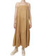 FBL007-13213 Summer Midi Dress with Ruffle Beige