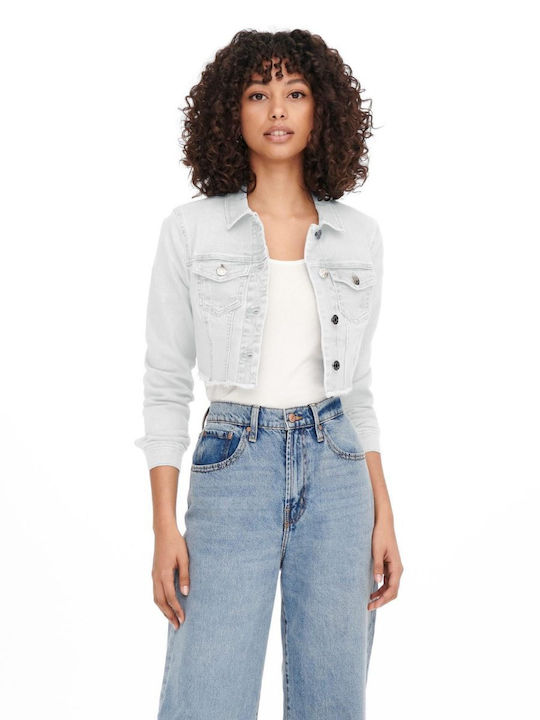 Only Women's Short Jean Jacket for Spring or Autumn White