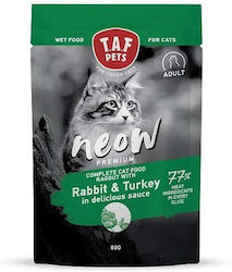 T.A.F. Pets Neow Premium Υγρή Τροφή για Ενήλικες Γάτες σε Φακελάκι με Γαλοπούλα / Κουνέλι 80gr 24τμχ