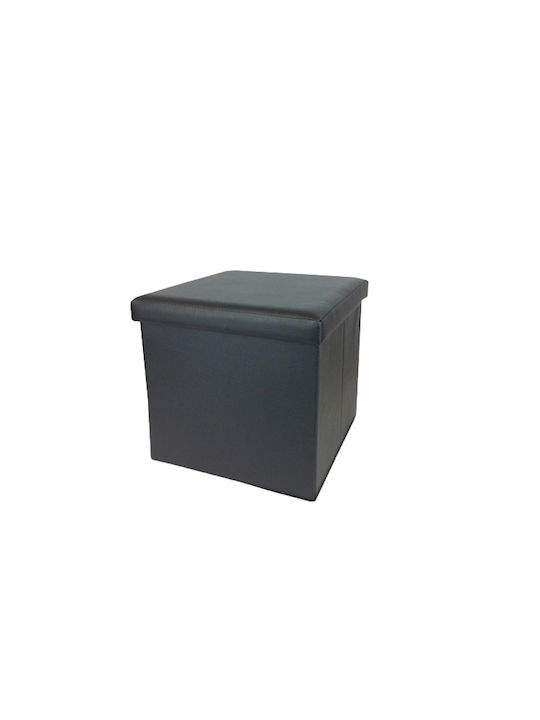 Stools For Living Room with Storage Space Upholstered with Faux Leather Black 1pcs 38x38x37cm