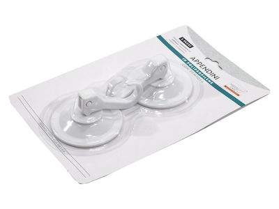 ArteLibre Plastic 2-Hook Kitchen Hanger with Suction Cup White 2pcs 06510198