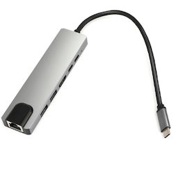USB-C Docking Station με HDMI PD Ethernet (YWX-TYPEC6X1)