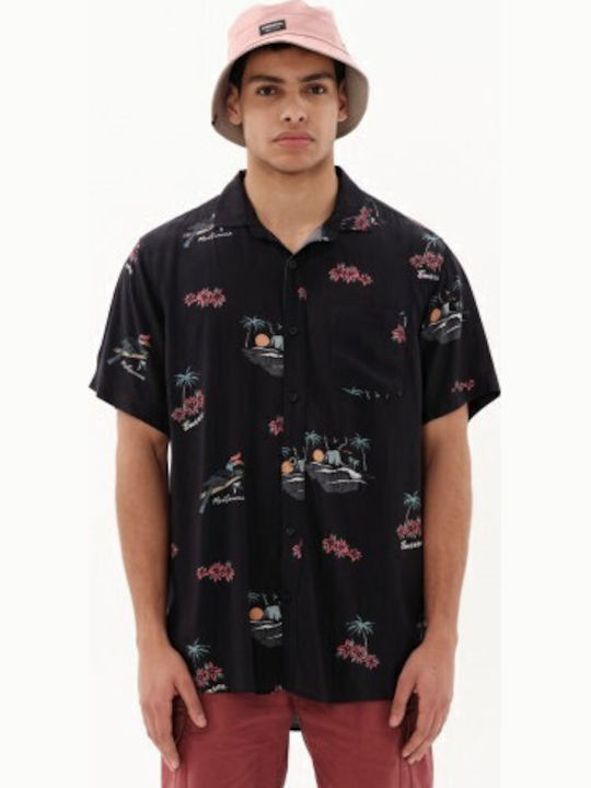 Emerson Short-sleeved Cotton Shirt Off Black
