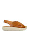 Women's Flat Sandals with Strap in Tabac Brown Color
