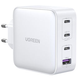 Ugreen Ladegerät ohne Kabel GaN mit USB-A Anschluss und 3 USB-C Anschlüsse 100W Weißs (Tech Fast )