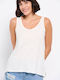 Funky Buddha Women's Athletic Blouse Sleeveless Off White