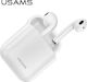 Usams BHULU01 Earbud Bluetooth Handsfree Ακουστικά με Θήκη Φόρτισης Λευκά