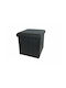 Stool For Living Room With Storage Space Upholstered with Leatherette Black 38x38x37cm