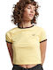Superdry Ovin Vintage Women's Summer Crop Top Short Sleeve Yellow