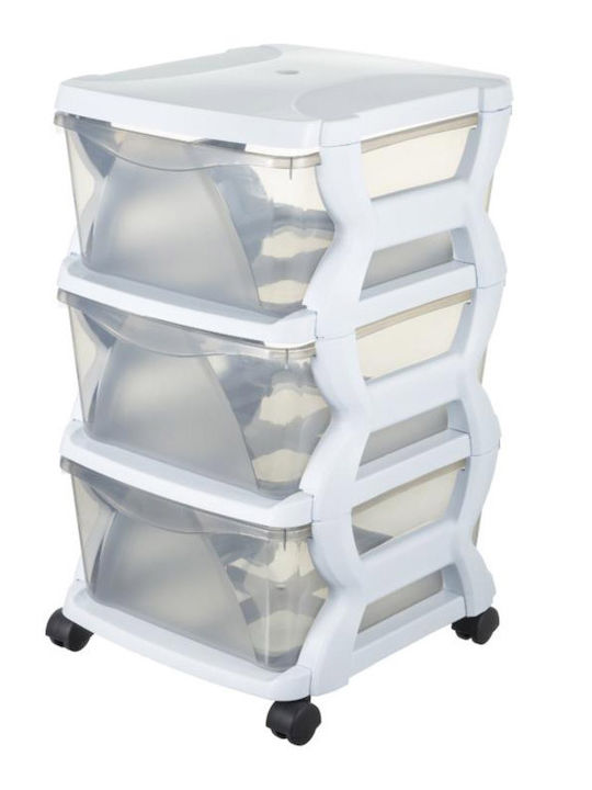 Bama Insieme Kitchen Trolley Plastic in White Color 3 Slots 36x40x62cm