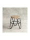 Riku Rattan Garden Stool Natural / Black 45x45x45cm