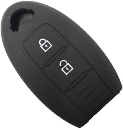 Silicone Car Key Cover Case with 2 Buttons for Nissan Black
