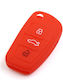 Silicone Car Key Cover Case with 3 Buttons for Audi Red