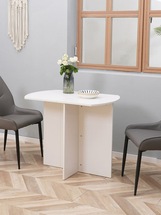 Table Dining Room Extendable Wooden White 60(+30)x47x74cm