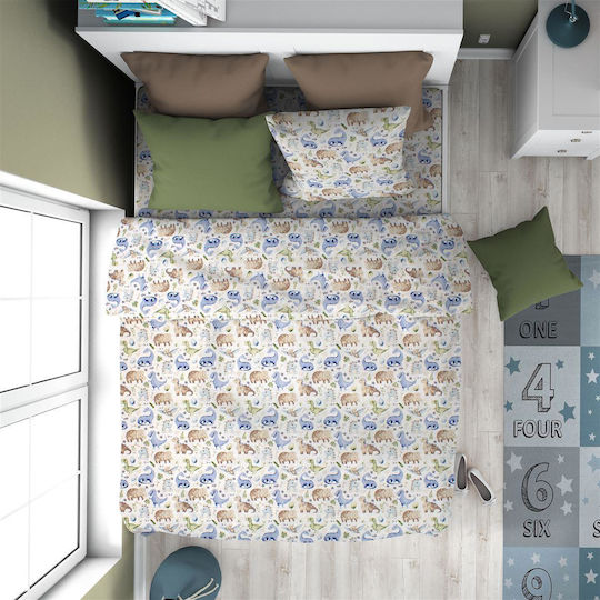 Dimcol Kinderdecke Einzel Dino 517 Sky Blue 160x240cm