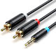 Vention Καλώδιο Ήχου 3.5mm male - 2x RCA male Μαύρο 5m με Επίχρυσους Ακροδέκτες BCLBJ