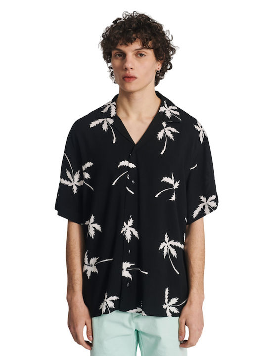 Staff Alan Men's Shirt Short Sleeve Floral Black