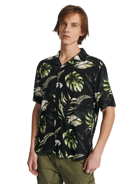 Staff Edgar Men's Shirt Short Sleeve Floral Black