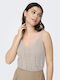 Only Women's Summer Blouse Cotton with Straps Beige
