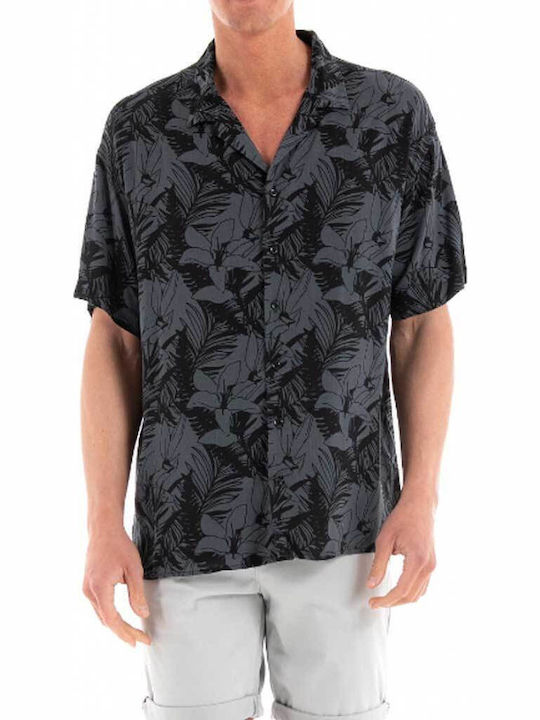 Jack & Jones Kurzärmeliges Herrenhemd Blumen Grau
